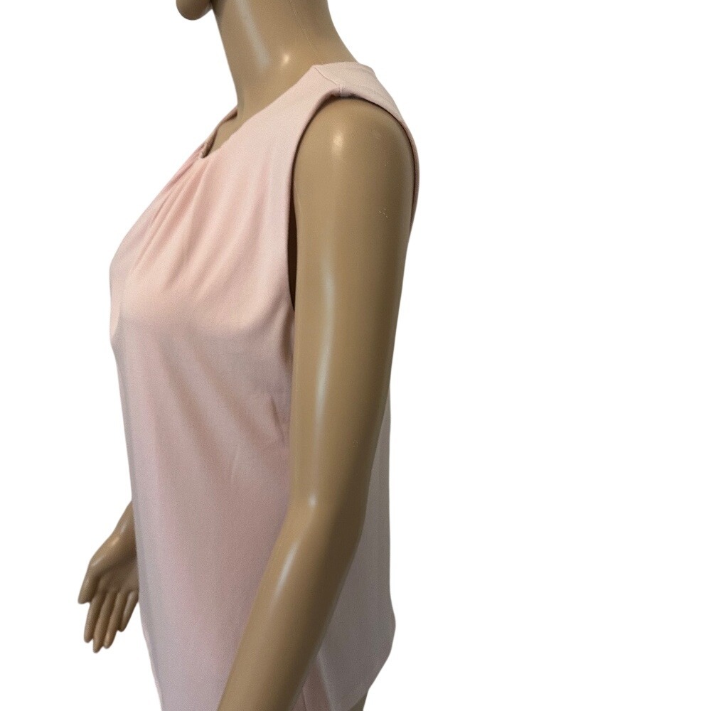 Calvin Klein Women Pink Pleated Neck Sleeveless Shell Top‎ M - Picture 3 of 6